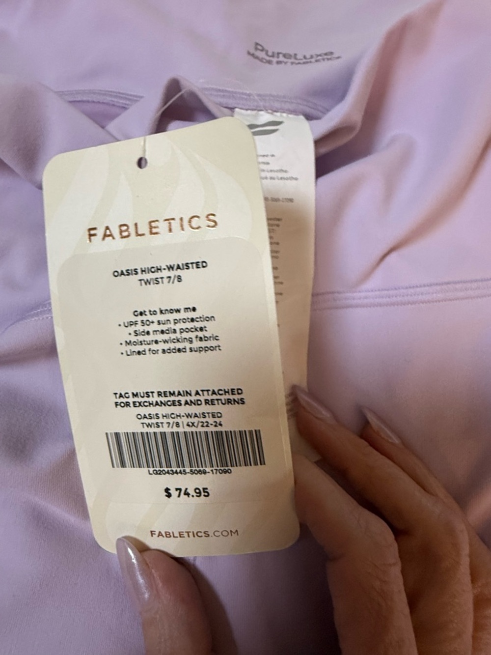 NWT Fabletics Oasis High-Waisted Twist Leggings - Lavender - 4X - Picture 3 of 11